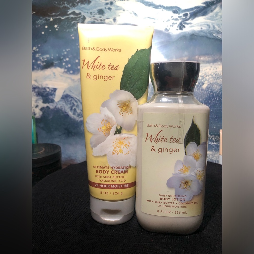 Bath & Body Works White Tea & Ginger Body Cream and Lotion Set
